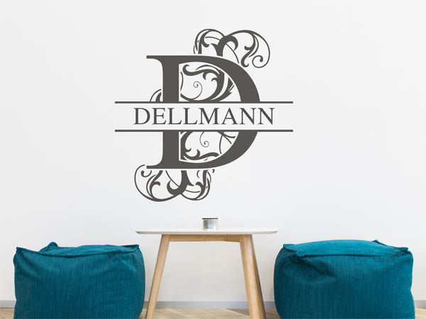 Wandtattoo verschnörkeltes D mit Dellmann