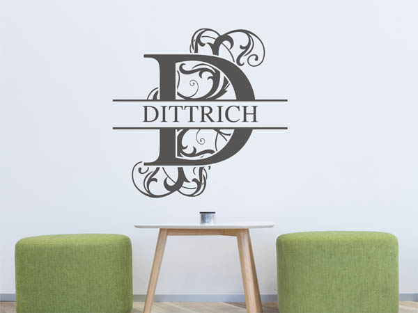 Wandtattoo verschnörkeltes D mit Dittrich