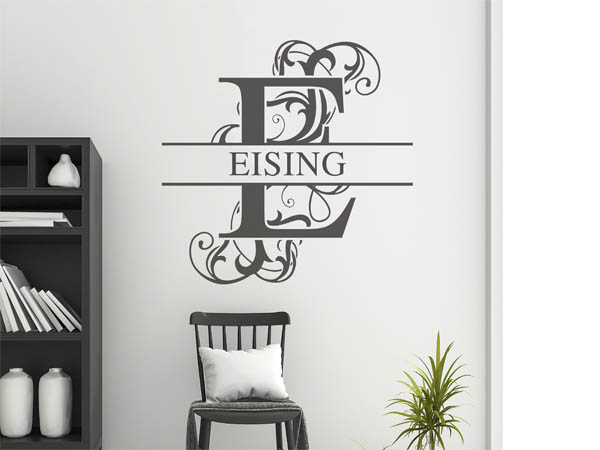 Wandtattoo verschnörkeltes E mit Eising