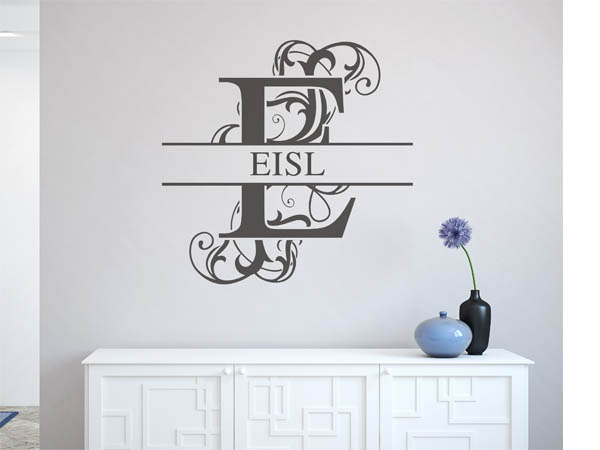 Wandtattoo verschnörkeltes E mit Eisl