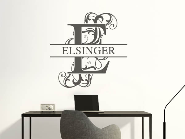Wandtattoo verschnörkeltes E mit Elsinger