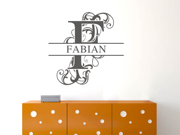 Wandtattoo verschnörkeltes F mit Fabian