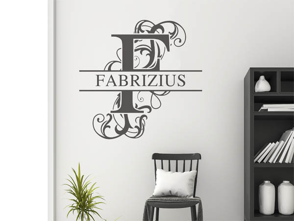 Wandtattoo verschnörkeltes F mit Fabrizius