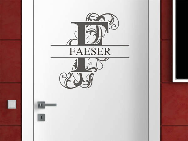 Wandtattoo verschnörkeltes F mit Faeser