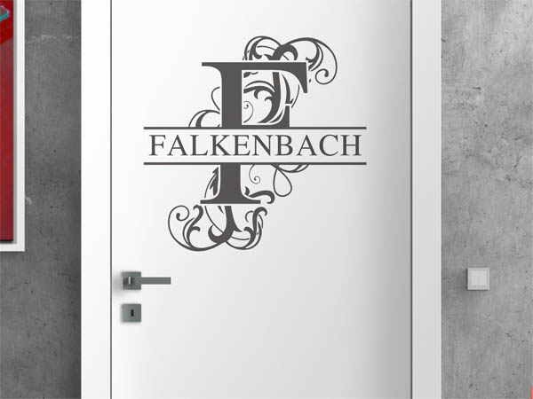 Wandtattoo verschnörkeltes F mit Falkenbach