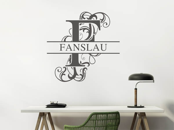 Wandtattoo verschnörkeltes F mit Fanslau