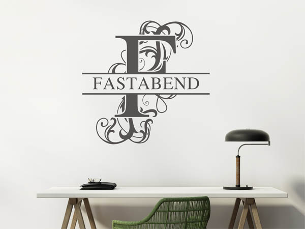 Wandtattoo verschnörkeltes F mit Fastabend