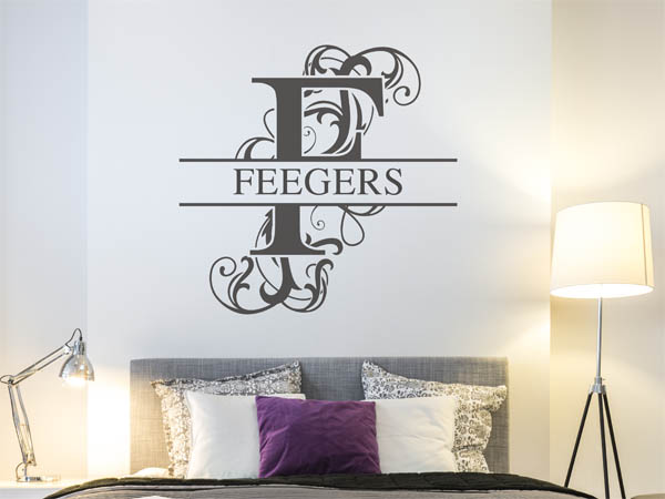 Wandtattoo verschnörkeltes F mit Feegers