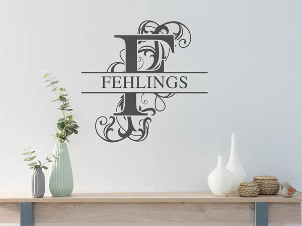 Wandtattoo verschnörkeltes F mit Fehlings