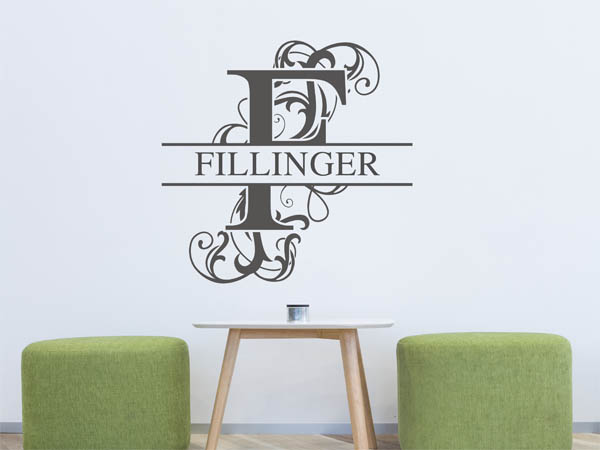 Wandtattoo verschnörkeltes F mit Fillinger