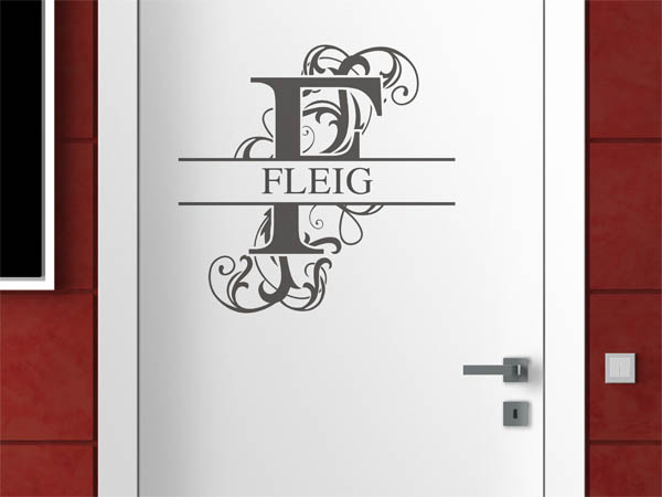 Wandtattoo verschnörkeltes F mit Fleig