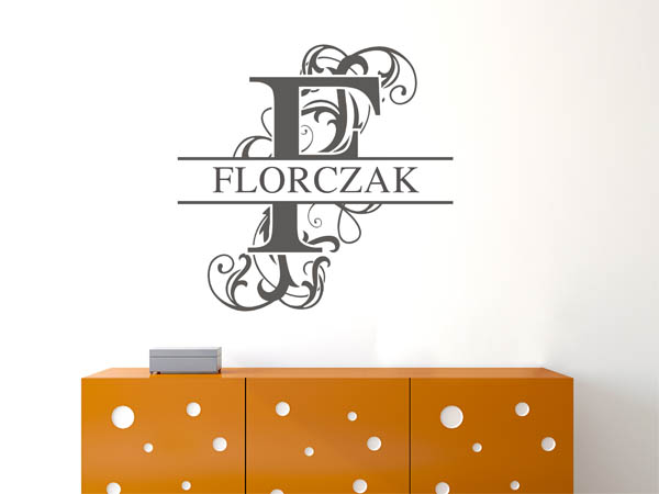Wandtattoo verschnörkeltes F mit Florczak
