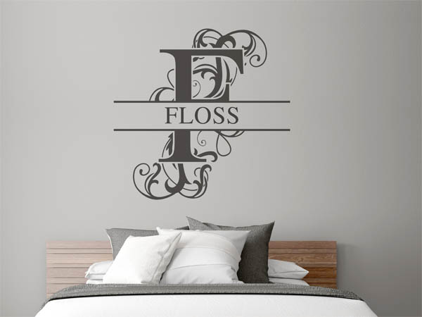Wandtattoo verschnörkeltes F mit Floss