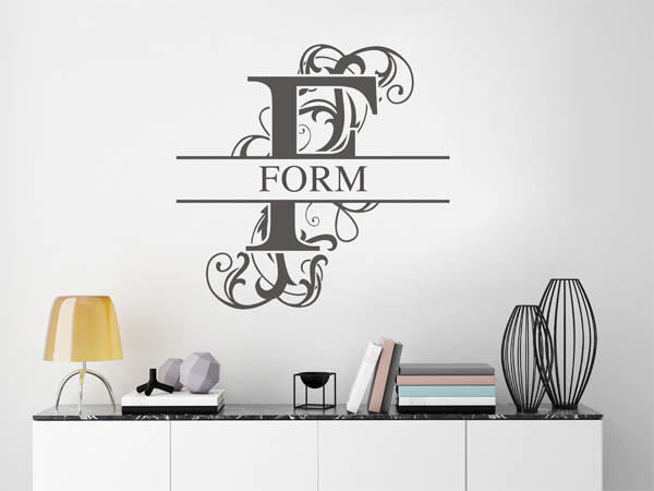 Wandtattoo verschnörkeltes F mit Form