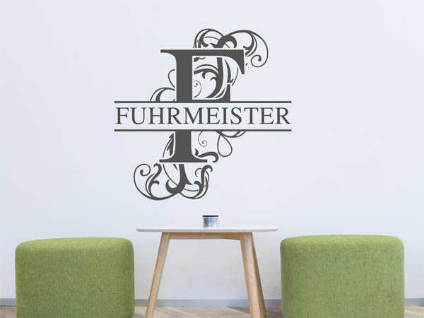 Wandtattoo verschnörkeltes F mit Fuhrmeister