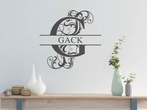 Wandtattoo verschnörkeltes G mit Gack