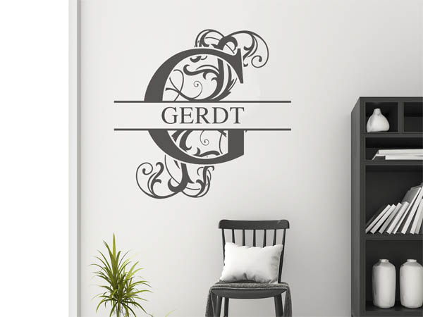 Wandtattoo verschnörkeltes G mit Gerdt