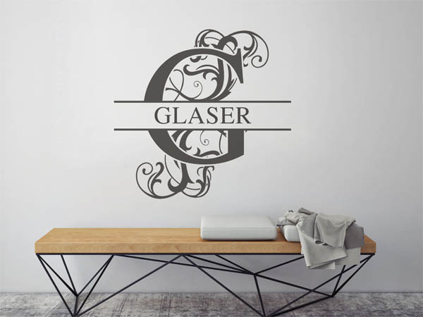Wandtattoo verschnörkeltes G mit Glaser