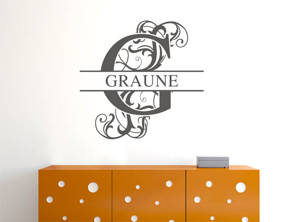 Wandtattoo verschnörkeltes G mit Graune