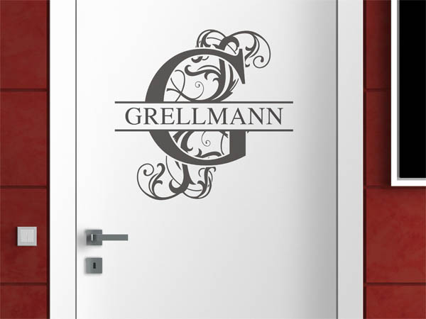Wandtattoo verschnörkeltes G mit Grellmann