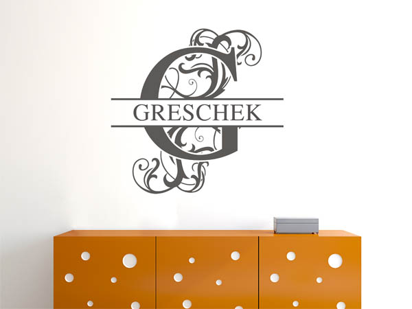 Wandtattoo verschnörkeltes G mit Greschek