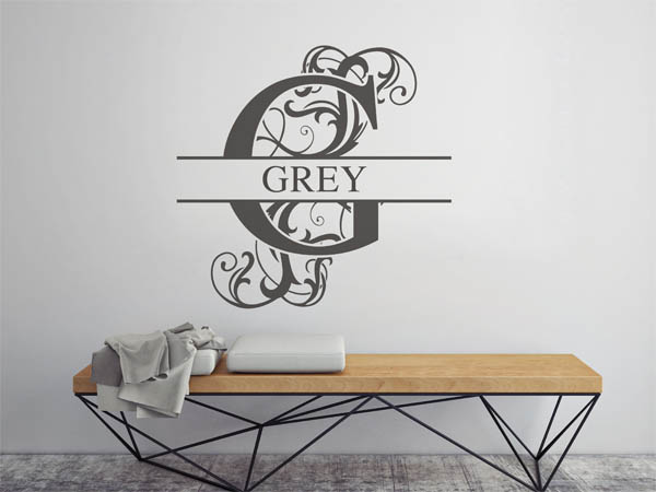 Wandtattoo verschnörkeltes G mit Grey