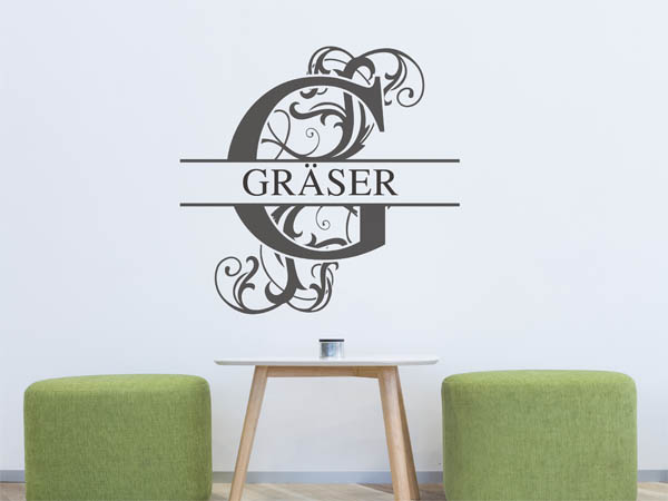 Wandtattoo verschnörkeltes G mit Gräser