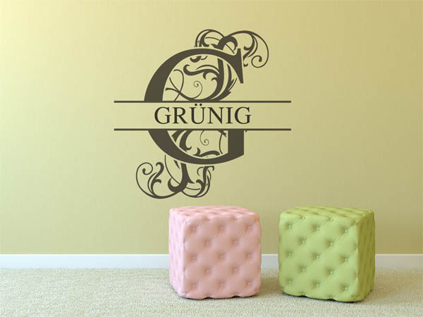 Wandtattoo verschnörkeltes G mit Grünig
