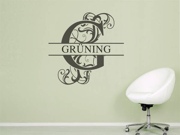 Wandtattoo verschnörkeltes G mit Grüning