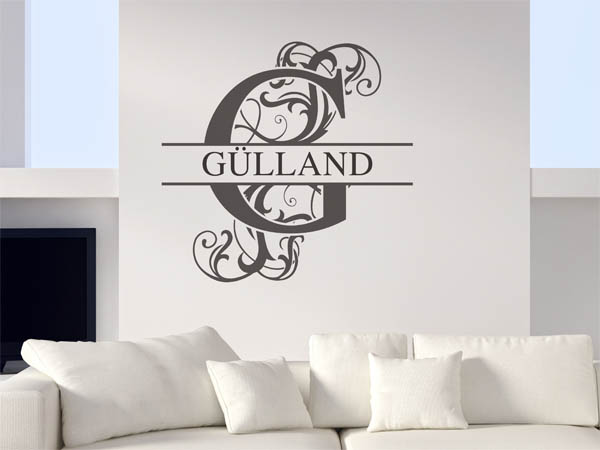 Wandtattoo verschnörkeltes G mit Gülland