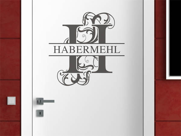 Wandtattoo verschnörkeltes H mit Habermehl