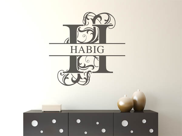 Wandtattoo verschnörkeltes H mit Habig