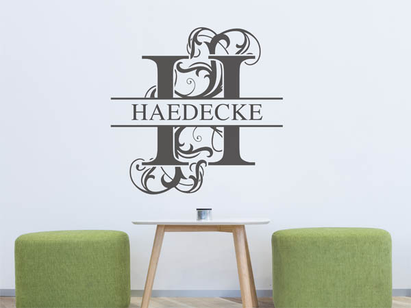 Wandtattoo verschnörkeltes H mit Haedecke