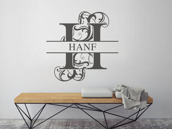 Wandtattoo verschnörkeltes H mit Hanf