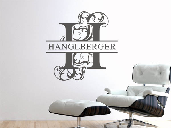 Wandtattoo verschnörkeltes H mit Hanglberger