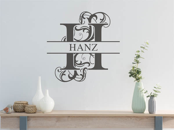 Wandtattoo verschnörkeltes H mit Hanz