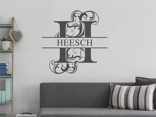 Wandtattoo verschnörkeltes H mit Heesch