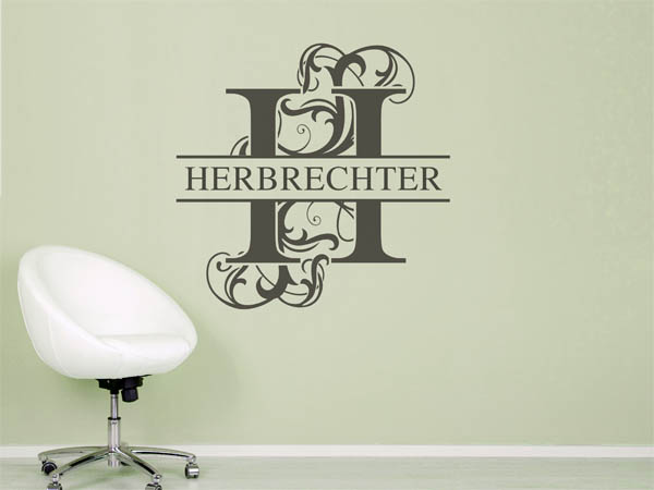 Wandtattoo verschnörkeltes H mit Herbrechter