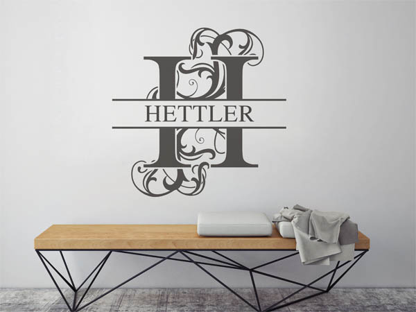 Wandtattoo verschnörkeltes H mit Hettler