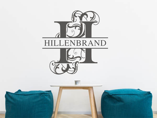 Wandtattoo verschnörkeltes H mit Hillenbrand