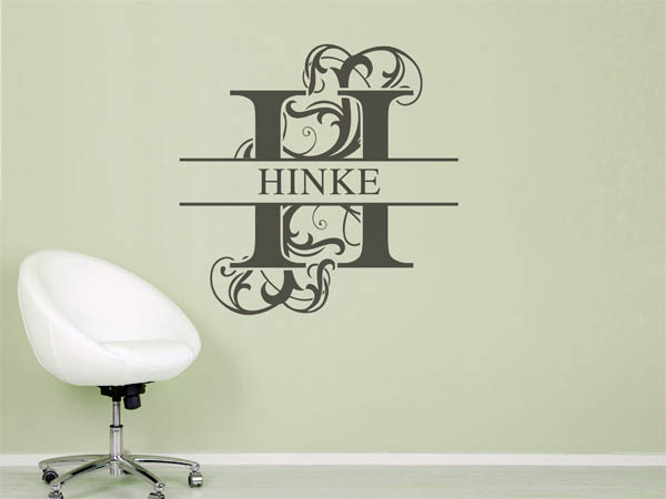 Wandtattoo verschnörkeltes H mit Hinke
