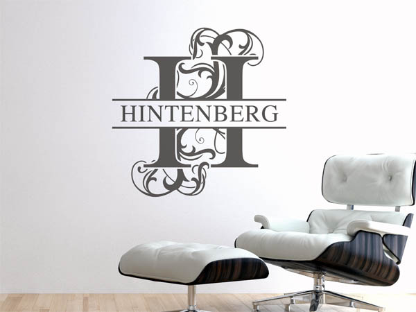 Wandtattoo verschnörkeltes H mit Hintenberg