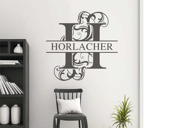 Wandtattoo verschnörkeltes H mit Horlacher