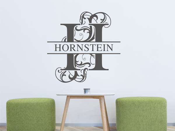 Wandtattoo verschnörkeltes H mit Hornstein