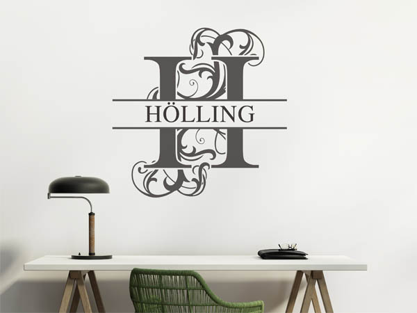 Wandtattoo verschnörkeltes H mit Hölling