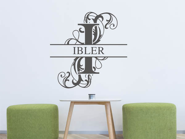 Wandtattoo verschnörkeltes I mit Ibler