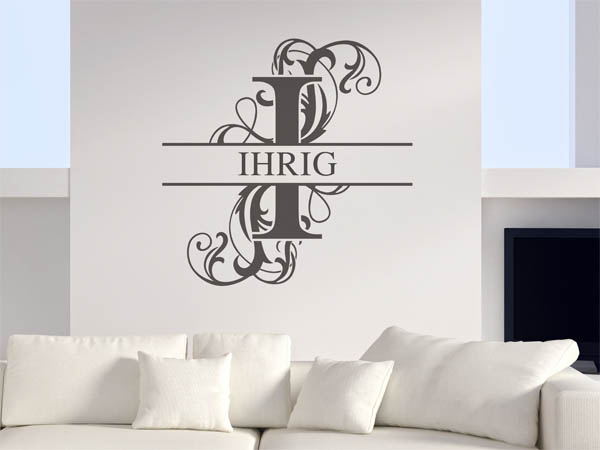 Wandtattoo verschnörkeltes I mit Ihrig