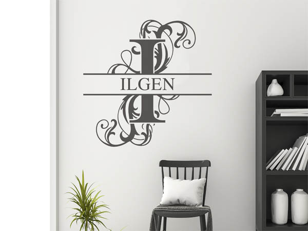 Wandtattoo verschnörkeltes I mit Ilgen