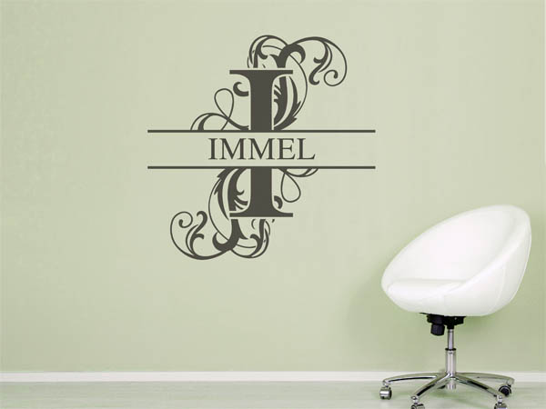 Wandtattoo verschnörkeltes I mit Immel