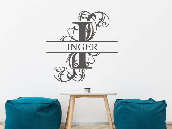 Wandtattoo verschnörkeltes I mit Inger
